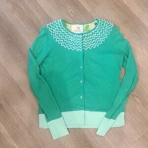 Anthropologie Tabitha Kelly Green Cardigan with Fair Isle Pattern Size M (NWT)